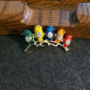 Colorful Enamel Bird Brooch- Multicolor